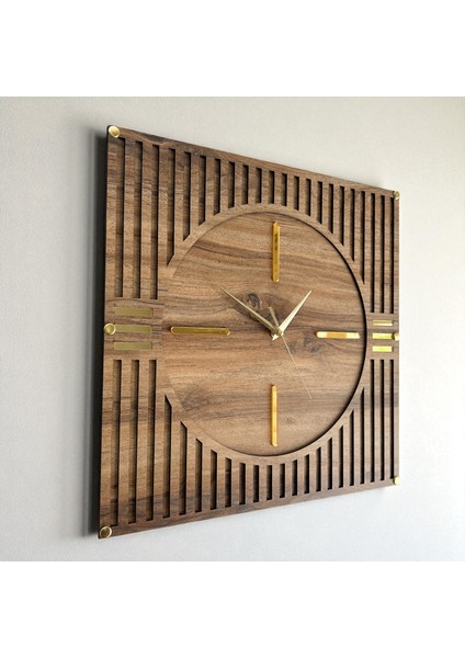 Lüks Ahşap Duvar Saati – 40X40 cm Modern Tasarım, Sessiz Akar Mekanizma