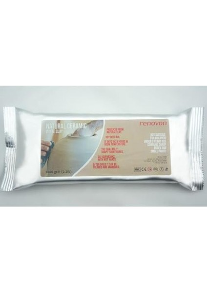 Seramik Kil Hamuru, Beyaz 1000 Gr(1 Kg) Fırınlamaya Gerek Olmayan Güzel Sanatlar Figür Heykel Modelleme Oyun ve Montessori Sınıfları Için Toksik Olmayan Doğal Kil modelleri