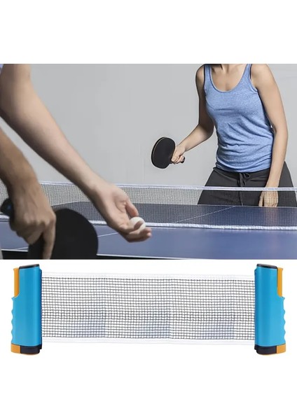 Masa Tenisi Ağı ve Raket Seti Taşınabilir Geri Çekilebilir Ping Pong Ağı Uzatılabilir Masa Tenisi Ağı Ayarlanabilir Uzunluk 190 cm (Maks) x 15 cm