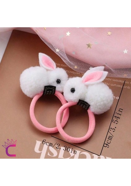 2'li Beyaz Tavşanlı Kız Çocuk Lastik Toka Seti - Hediyelik Doğum Günü Hediyesi Lastikli Saç Tokası indirimleri