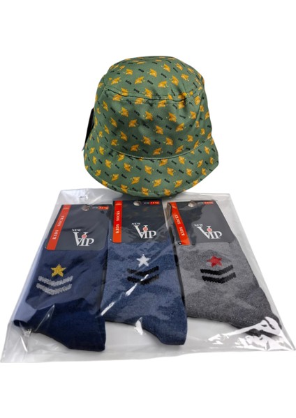 4-8 Yaş Erkek Çocuk Yazlık Fötr Şapka Vip 7-8 Yaş 3 Renk Çorap 4 Lü Set fiyatları
