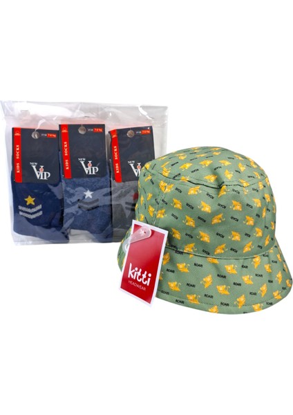 4-8 Yaş Erkek Çocuk Yazlık Fötr Şapka Vip 7-8 Yaş 3 Renk Çorap 4 Lü Set fırsatları