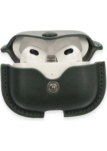 CPT83 Airpods 3 (3.nesil) Çanta Deri Kılıf - Haki Yeşil