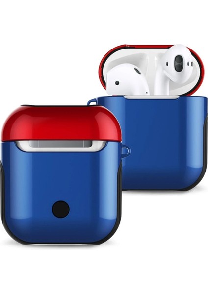 CPT16 Airpods 2 (2.nesil) 3in1 Kılıf - Lacivert-Kırmızı