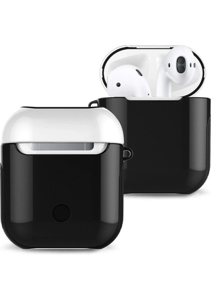 CPT16 Airpods 2 (2.nesil) 3in1 Kılıf - Siyah-Beyaz