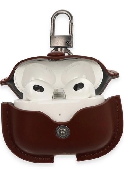 CPT83 Airpods 3 (3.nesil) Çanta Deri Kılıf - Kahverengi