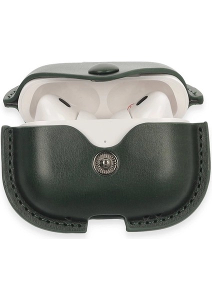 Airpods Pro 2 (2.nesil) Çanta Deri Kılıf - Haki Yeşil
