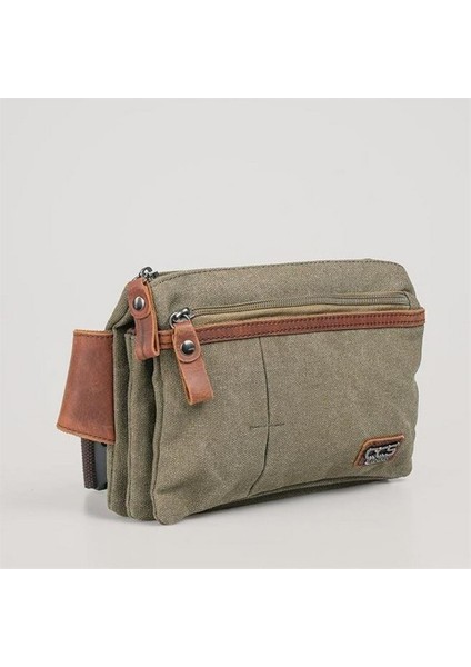 31510 Çift Kanvas Bel Çantası Yeşil