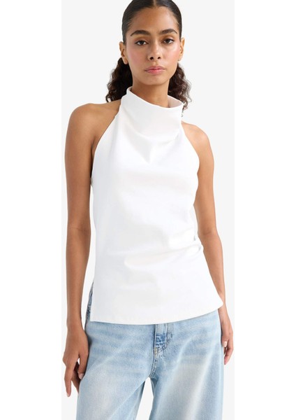 Slim Fit Dar Kesim Halter Yaka Bluz F8007AX25AU modelleri