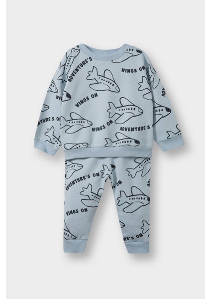 Erkek Bebek 2'li Takım Baskılı Sweatshirt Eşofman Altı F0219A525AU