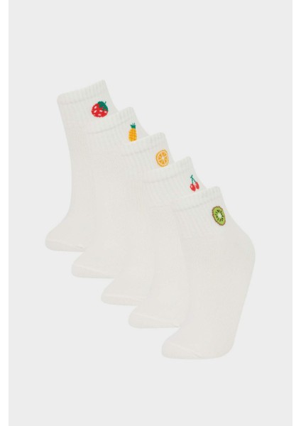 Kadın Rahat Lastikli 5'li Pamuklu Patik Çorap