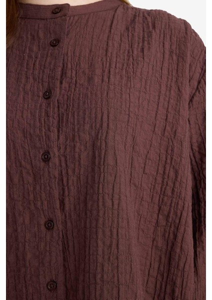 Relax Fit Bisiklet Yaka Gofre Dokulu Uzun Kollu Tunik D4145AX25AU indirimleri