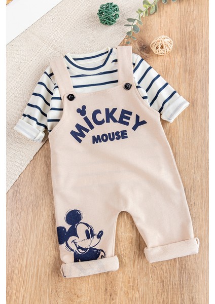 Figürlü 2'li Erkek Bebek Tulum Salopet Takım