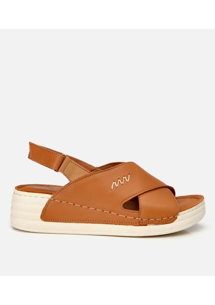 01SAH306840A370 KADIN Deri Taba Ayarlanabilir Comfort Sandalet