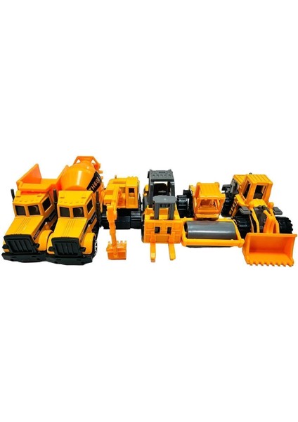 Metal Inşaat Araç Seti 6 Parça Beton Mikseri Kepçe Forklift Yol Düzleyici Kamyon fırsatları