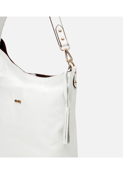 03CAH309160A900 KADIN Deri Beyaz Asimetrik Yumuşak Dokulu Omuz Çantası fırsatları