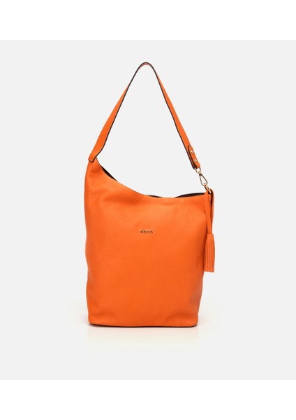 03CAH309160A570 KADIN Deri Turuncu Asimetrik Yumuşak Dokulu Omuz Çantası