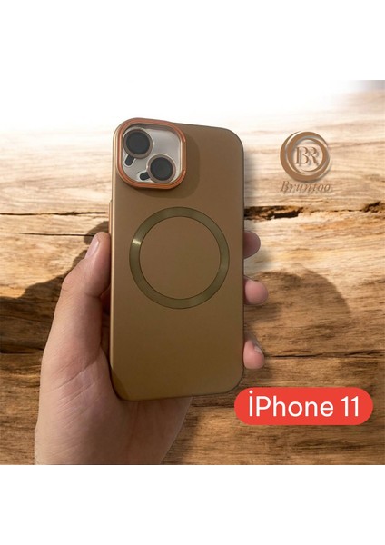 Apple Iphone 11 Uyumlu Magnezyum Serisi Standlı Kapak Magsafe Sert Kılıf +Lens Koruma .