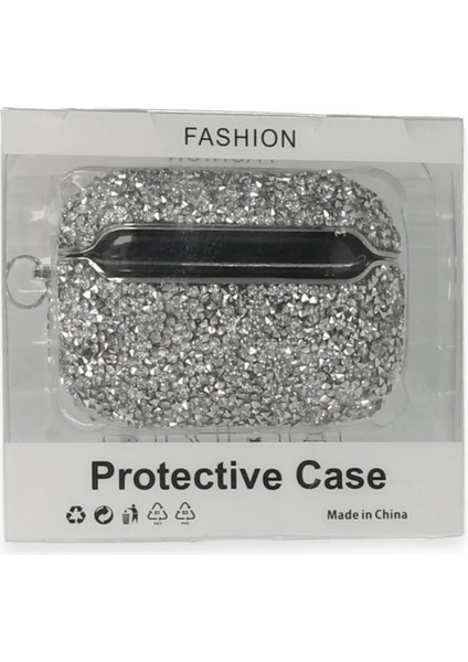 CPT83 Airpods Pro (1.nesil) Mira Taşlı Kılıf - Gümüş