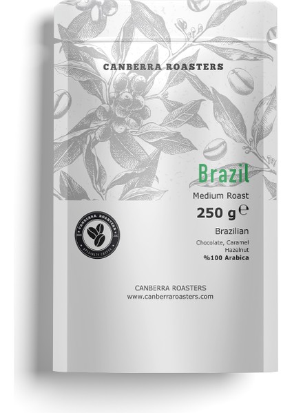 5'li Paket Brazil Medium Roast Kahve Çekirdeği 250 gr x 5