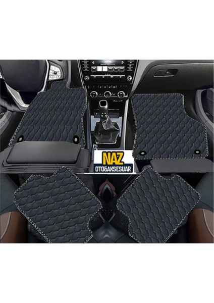 Citroen C3-Picasso-08-12-Tkm Uyumlu Siyah Dikişli Siyah Deri Paspas