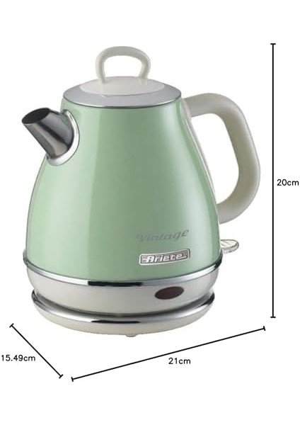 Vintage Elektrikli Su Isıtıcı 1 Litre Yeşil 2868/04 - Paslanmaz Çelik, Retro Kettle, 1630 Watt, Otomatik Kapanma, Kablosuz 360° Duylu fiyatları