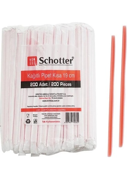 Schotter Kağıtlı Pipet 200 Adet 1 Paket