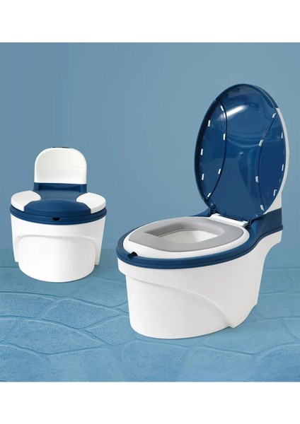 Mavi Tuvalet Eğitimi Koltuğu – Ergonomik, Kaymaz ve Mendil Dağıtıcılı