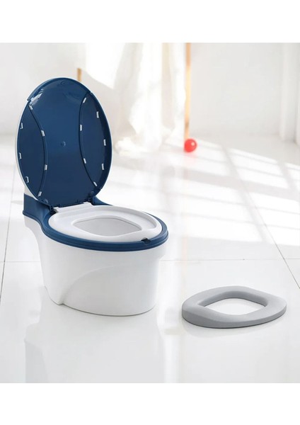 Mavi Tuvalet Eğitimi Koltuğu – Ergonomik, Kaymaz ve Mendil Dağıtıcılı