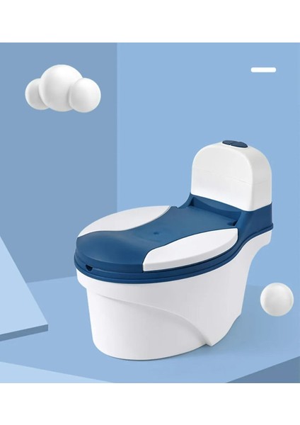 Mavi Tuvalet Eğitimi Koltuğu – Ergonomik, Kaymaz ve Mendil Dağıtıcılı