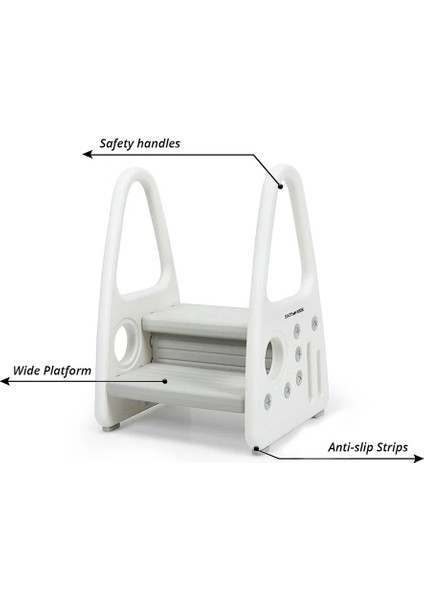 Gri 2-Basamaklı Tabure,ayarlanabilir Platformlu, Güvenli ve Dayanıklı fırsatları