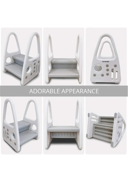 Gri 2-Basamaklı Tabure,ayarlanabilir Platformlu, Güvenli ve Dayanıklı indirimleri