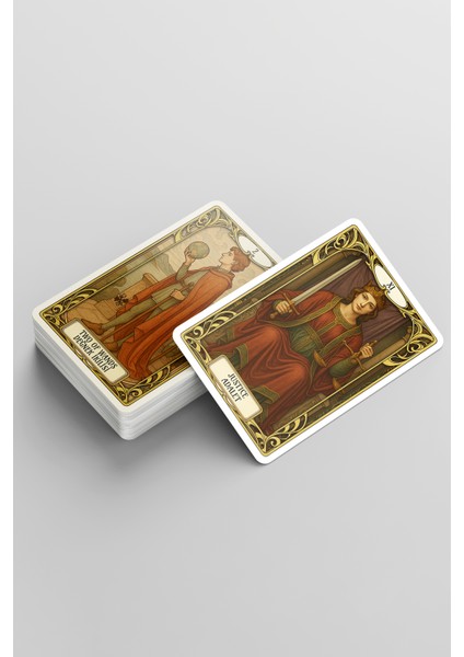 78 Kartlı Golden Art Nouveau Özel Tasarım 12X8 cm Klasik Tarot Destesi Tarot Kartları fırsatları