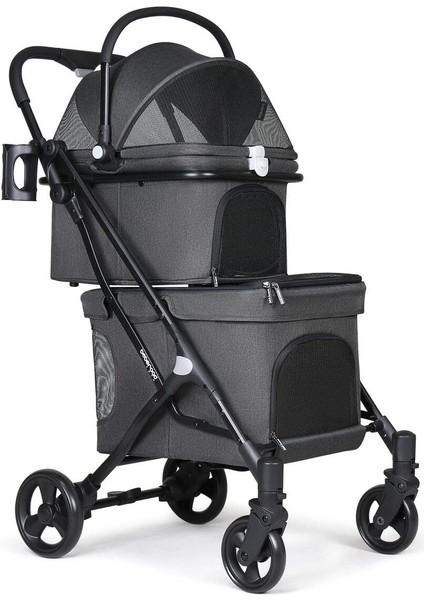 2 Katlı Katlanabilir Evcil Hayvan Arabası, Küçük Köpek ve Kediler Için