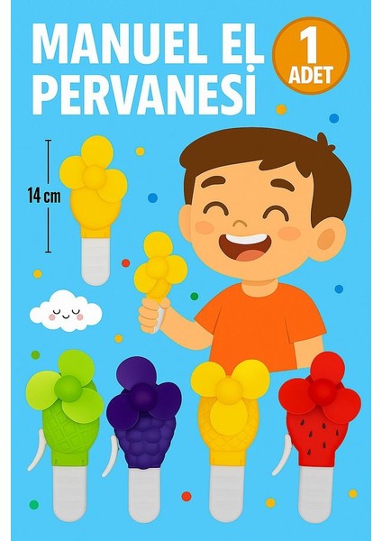 1 Adet Mini Boy Meyveli Model Çocuk Oyuncak Manuel El Pervanesi El Vantilatörü