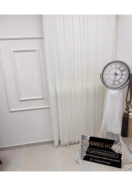 Nivemeshome Naturel Yeni Model 1/3 Sık Pileli Tül Perde Apm fırsatları