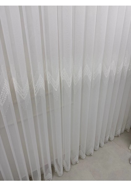 Nivemeshome Naturel Yeni Model 1/3 Sık Pileli Tül Perde Apm