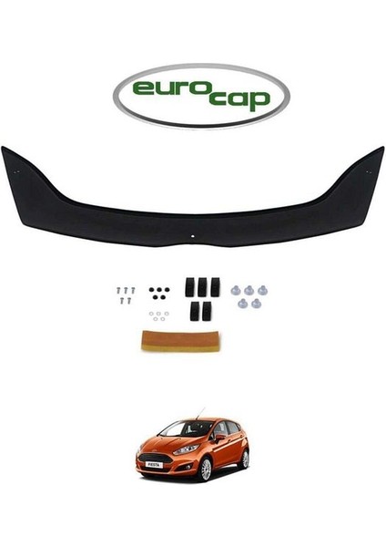 Ford Fiesta Ön Kaput Koruma Rüzgarlığı 3mm Akrilik Abs Parlak Siyah Deflektör 2009-2012 Uyumlu