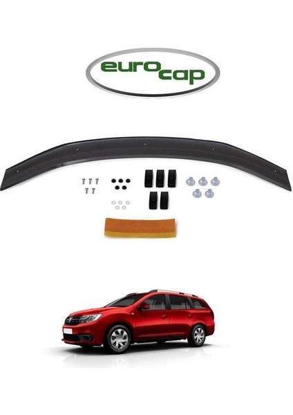 Dacia Logan Mcv Ön Kaput Koruma Rüzgarlığı 3mm Akrilik (Abs) Parlak Siyah Deflektör 2013-> Uyumlu