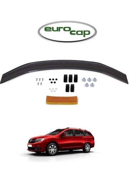 Dacia Logan Uyumlu Mcv Ön Kaput Koruma Rüzgarlığı 3mm Akrilik (Abs) Parlak Siyah Deflektör 2014->