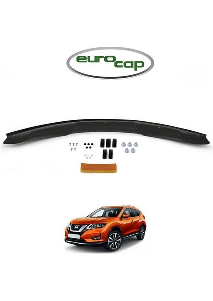 Nissan X-Trail Ön Kaput Koruma Rüzgarlığı 3mm Akrilik (Abs) Parlak Siyah Deflektör 2014->