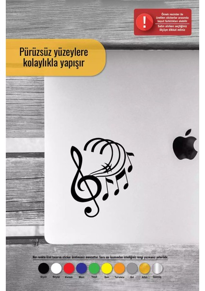 Müzik ve Notalar - Araç, Oto, Laptop, Duvar Uyumlu Sticker 15*18 cm modelleri