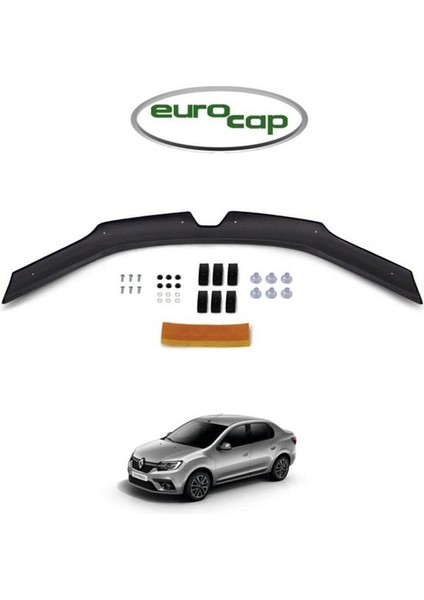Renault Symbol Ön Kaput Koruma Rüzgarlığı 3mm Akrilik (Abs) Parlak Siyah Deflektör 2013->