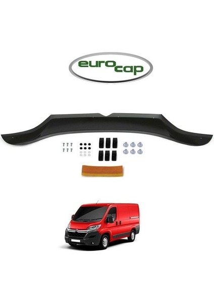 Citroen Jumper Ön Kaput Koruma Rüzgarlığı 3mm Akrilik (Abs) Parlak Siyah Deflektör 2014->