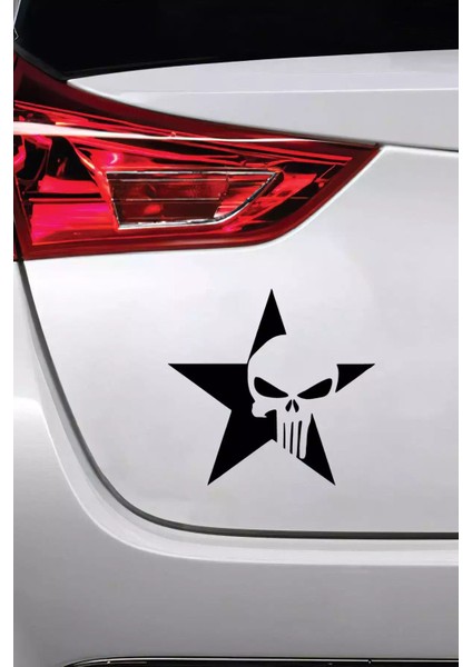 Yıldız Içinde Punisher Sticker Oto Motor Laptop Duvar Folyo Sticker 60 x 60 cm fiyatları