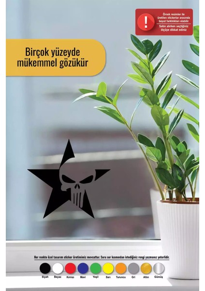 Yıldız Içinde Punisher Sticker Oto Motor Laptop Duvar Folyo Sticker 60 x 60 cm fırsatları