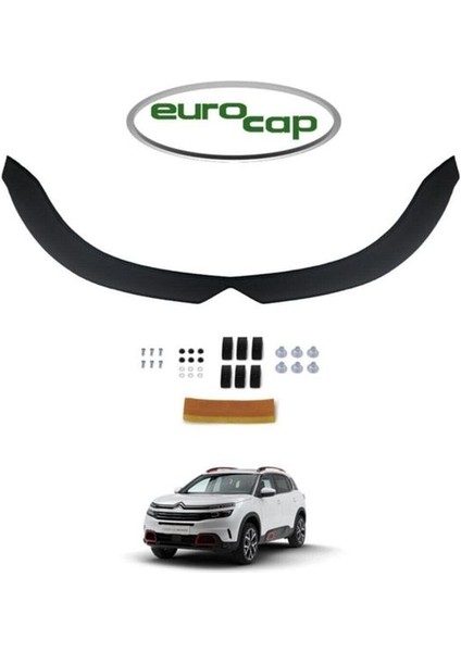 Citroen C5 Aircross Ön Kaput Koruma Rüzgarlığı 3mm Akrilik (Abs) Parlak Siyah Deflektör 2017->