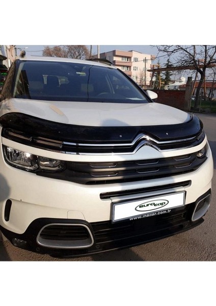 Citroen C5 Aircross Ön Kaput Koruma Rüzgarlığı 3mm Akrilik (Abs) Parlak Siyah Deflektör 2017-> modelleri