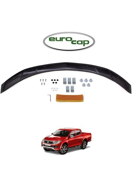Fiat Fullback Ön Kaput Koruma Rüzgarlığ Uyumlu I 3mm Akrilik (Abs) Parlak Siyah Deflektör 2016->