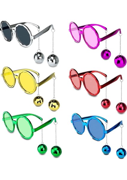 Sallanan Disko Top Küpeli Gözlük Retro Hawaii 5 Renk 6 Adet
